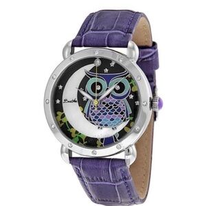 Bertha Ashley MOP Ladies Purple Owl Dial Wristwatch